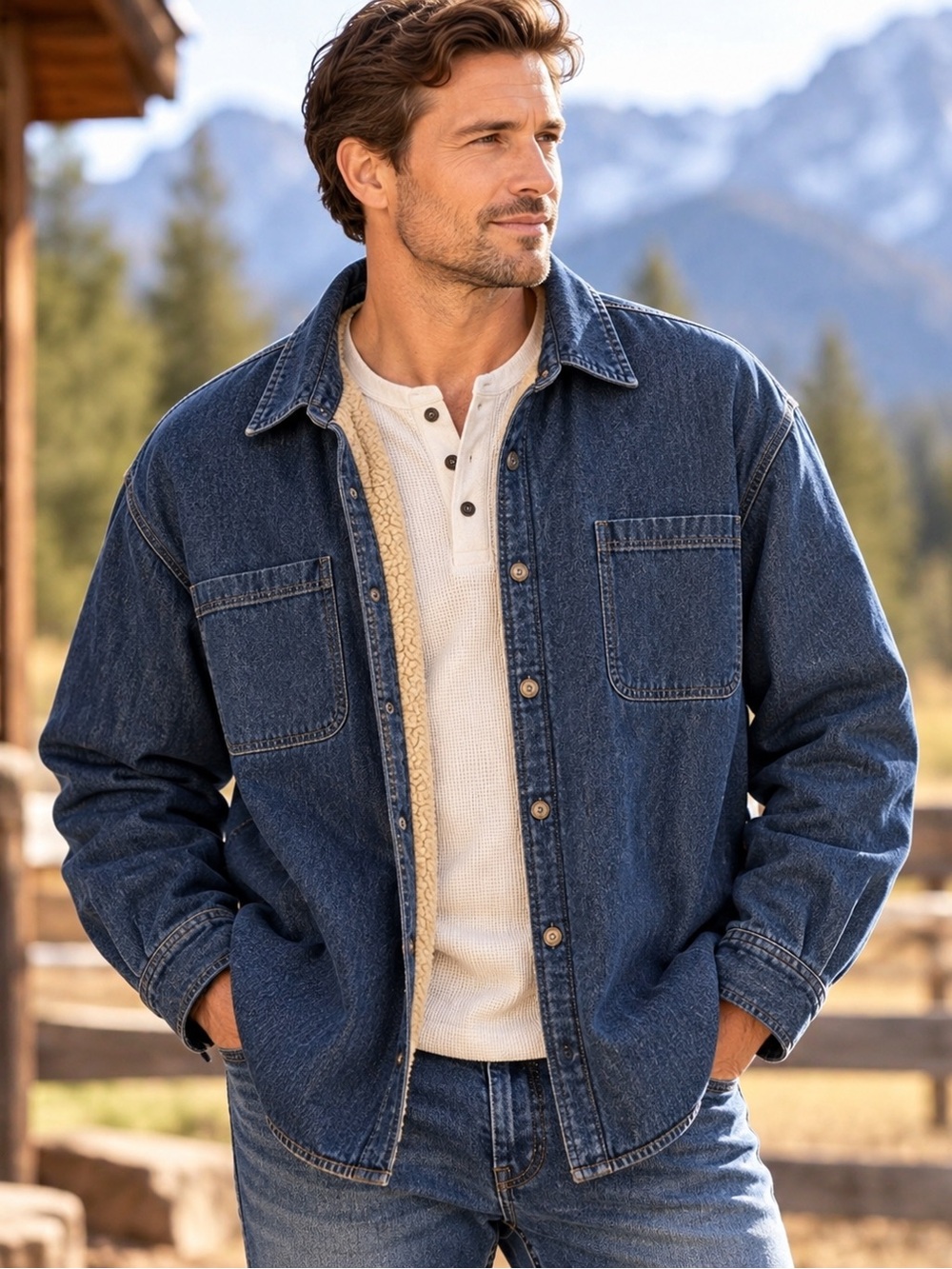 Wrangler Premium Quality HESOWZB Sherpa Lined Denim Shirt Jacket Men’s XL